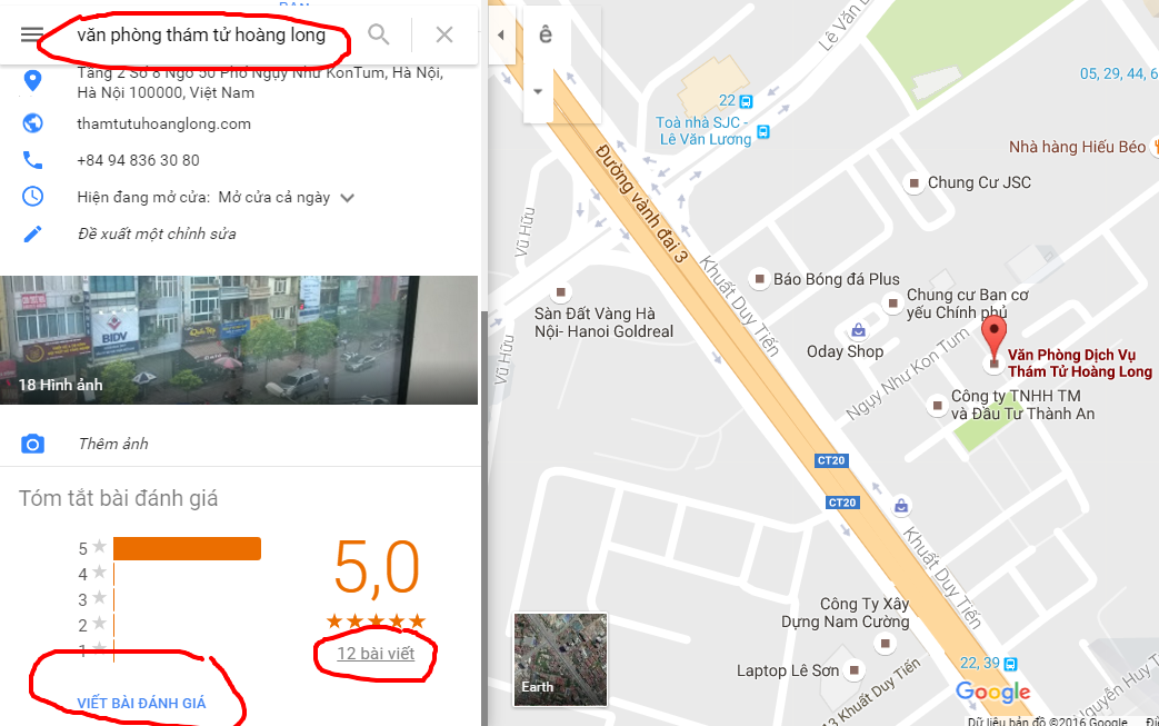seo map bản đồ vị trí google tham tu hoàng long