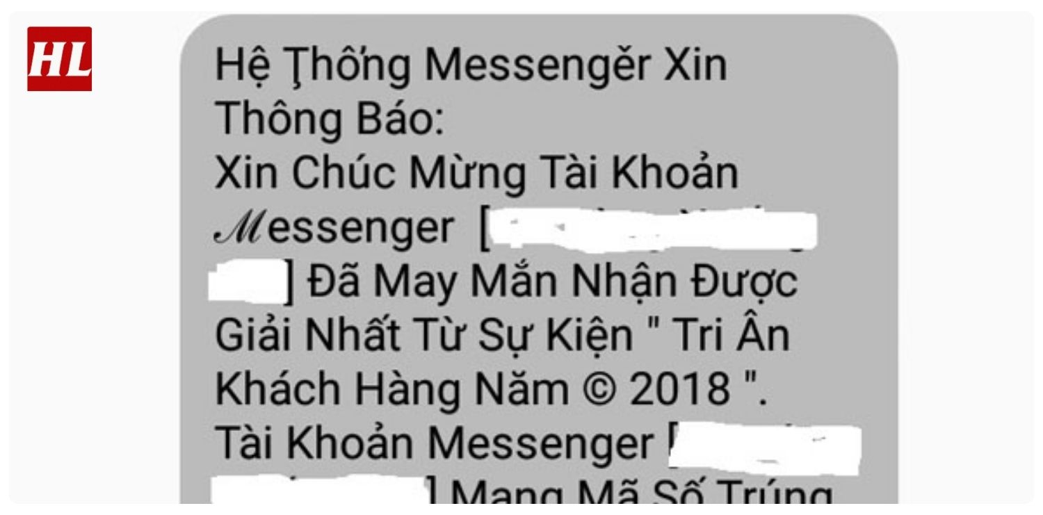tin nhắn lừa đảo trúng thưởng